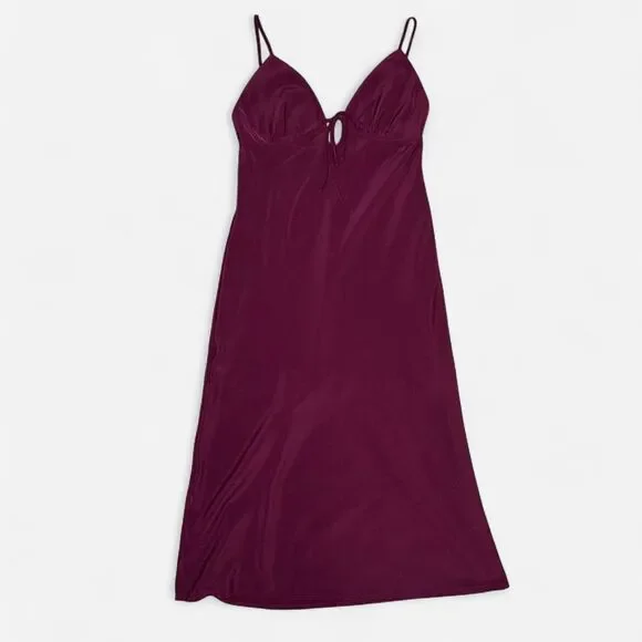 PINK Victoria's Secret "Fall In Love Midi Dress" - Plum Burgundy Slip Dress - Picture 2 of 13